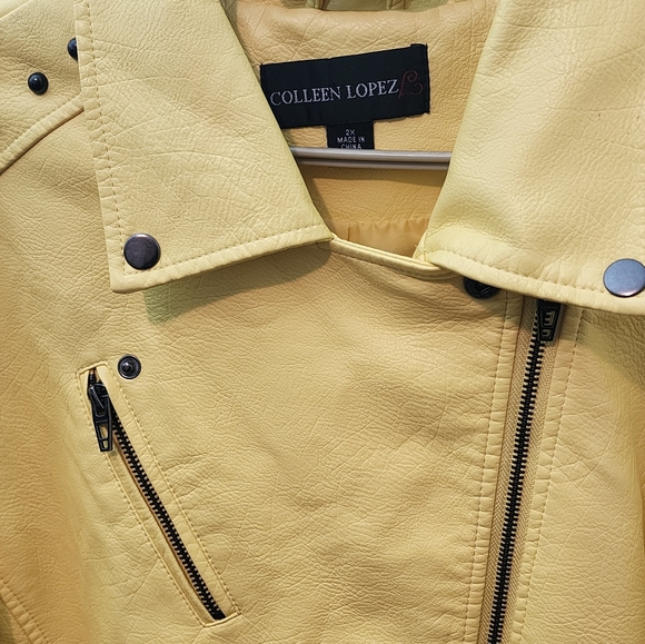 COLLEEN LOPEZ Purple Faux Leather Moto Jacket - Picture 3 of 14